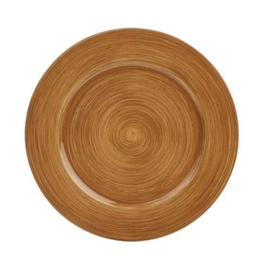 Imagem de Sousplat tipo Bandeja de Plástico para pratos Lugar Americano Imitação de Madeira Marrom 33 cm 1 Un