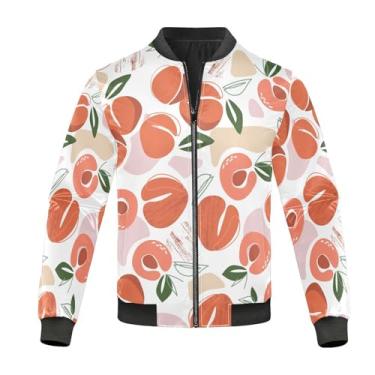 Imagem de KLL Jaqueta masculina leve leve e leve com frutas de verão pêssegos damascos, Pêssegos Damascos Frutas de Verão Lindas, GG
