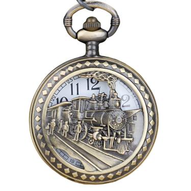 Imagem de Relogio De Bolso Antigo Trem Bathory Com Clip Vintage Bronze