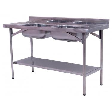 Imagem de Pia Industrial Benfati Inox 430 150x60cm Paneleiro Liso com 2 Cubas 510CL