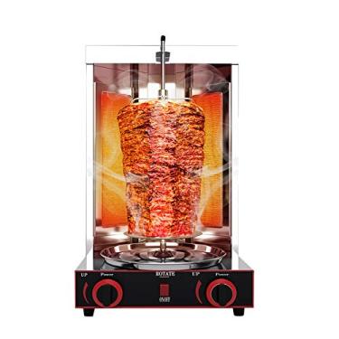 Imagem de Forno de churrasco vertical giratório 360 ° sem fumaça peru doner kebab máquina 3000w churrasqueira elétrica a gás kebab
