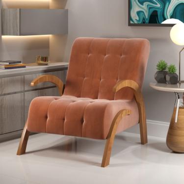 Imagem de Poltrona 65cm Veludo Bari Viero Móveis - Mel/Veludo Terracota
