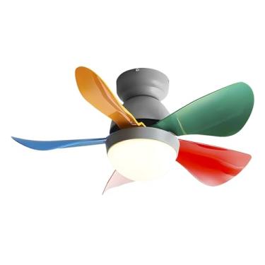 Imagem de Ventiladores De Teto De 30 Polegadas Com Luzes, Ventilador De Teto Pequeno Com Motor Reversível, Ventilador De Teto Moderno Para Quarto De Pátio (Color : Gray- 2, Size : 30)