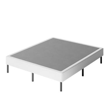Imagem de VTWAZAST Mola box de 12 cm com suporte de perna de metal de 24 cm, capa de cama de tecido de fácil limpeza incluída, base de colchão resistente de metal, sem ruído, montagem fácil
