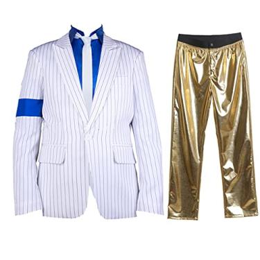 Imagem de Shuang Hao Men's Classical Smooth Criminal Costume Blue Armband Suit Cosplay Costume
