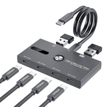 Imagem de Hub USB C de 10 Gbps, divisor tipo C de 6 portas, adaptador USB tipo C para USB C/A para PC, laptop, MacBook Pro/Air, iMac, Surface Pro, Chromebook, etc. (somente HUB, não suporta carregamento/monitor