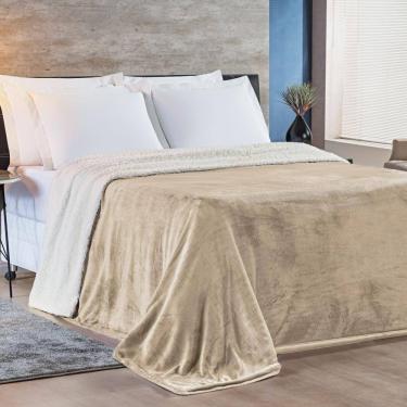 Imagem de Cobertor Queen Alaska Dupla Face Sherpa-mantinha 1 Peça Caqui