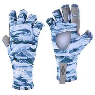 Imagem de Palmyth Luvas de proteção UV para pesca sem dedos UPF50+ luvas de sol masculinas para caiaque, caminhada, remo, condução, canoagem, remo, Air Mountain Sky, Medium