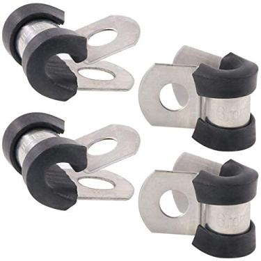 Imagem de Kit de braçadeira de cabo Keadic de 1,9 a 5 cm, de aço inoxidável, de borracha acolchoada, com braçadeiras isoladas de metal, cabo de tubo/conjunto de braçadeiras com caixa de armazenamento durável, 1/4" (6mm)