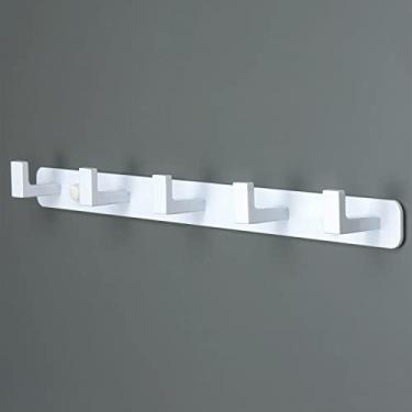 Imagem de Vanloory Cabideiro, gancho de aço inoxidável resistente, 5 cabides triplos, ganchos de parede de armazenamento montados na parede, gancho de roupas rústicas/trilho de gancho para chave para banheiro e