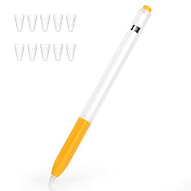 Imagem de Joosko Compatível com Apple Pencil 1ª geração, capa de silicone antiderrapante, [com 10 capas de ponta de silicone] para Apple Pencil 1ª geração (amarelo)
