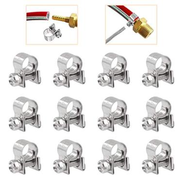 Imagem de Rustark 12 peças mini linha de injeção de combustível aço inoxidável ajustável 8-10 mm braçadeira de mangueira para tubo de gasolina diesel encanamento automotivo (7-9 mm)