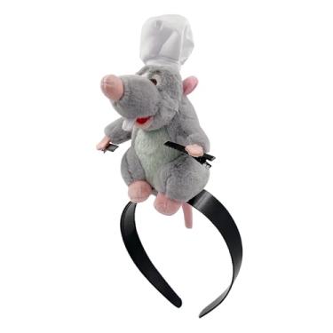 Imagem de JEGERMIG Faixa de cabeça feminina de Natal engraçada com desenho animado de ratatouille para cabelo de pelúcia