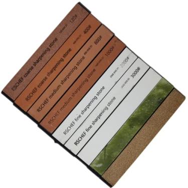 Imagem de Conjunto de 9 pedras de afiar facas, 120/400/800/1000/2000/3000/6000/10000 e 1 estroboscópio de couro, conjunto de pedras de amolar profissionais com uma base antiderrapante para afiador Ruixin