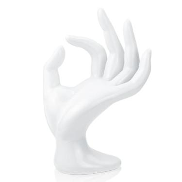 Imagem de yuntop 1 pacote com suporte de anel em forma de mão, manequim, organizador de joias, suporte, pulseira, suporte de anel, suporte estético (branco)