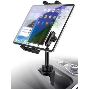 Imagem de Kolasels Suporte de copo para tablet para carro [braço de metal antivibração] Suporte de copo resistente para iPad para caminhão, Tesla, veículo, para iPad Pro 12.9 Air Mini Galaxy Z Fold iPhone,