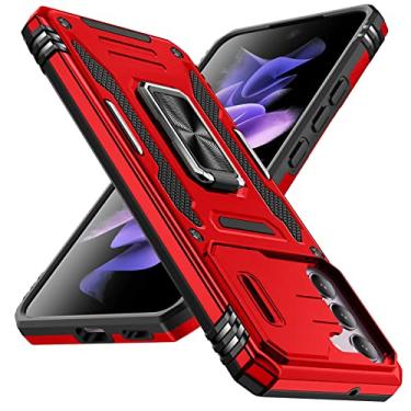 Imagem de YSLBWLE Para Samsung Galaxy S23 FE com suporte com capa de câmera, proteção de nível militar, suporte de anel de metal, capa amortecedora para Samsung Galaxy S23 FE vermelho 5-sam s23fe-02