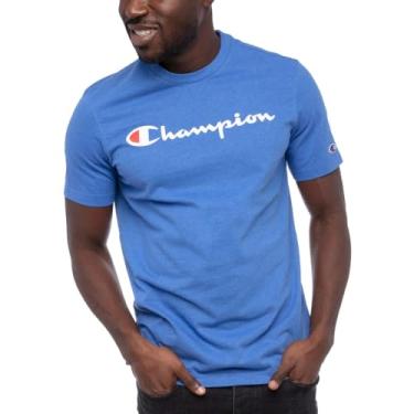 Imagem de Champion Camiseta masculina de manga curta com logotipo gráfico, Azul Bozzetto, Large Big Tall