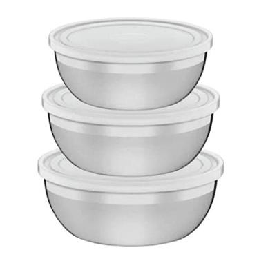 Imagem de Tramontina 64220010 Jogo de Potes em Aço Inox com Tampa Plástica com 3 Peças, Prata