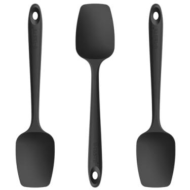 Imagem de U-Taste Conjunto de espátula de colher de silicone: Colher de borracha flexível de grau alimentício resistente ao calor de 480ºF, conjunto de 3 utensílios de cozinha antiaderentes para panela, panela,