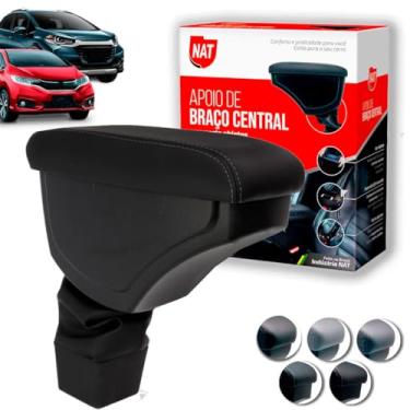 Imagem de Apoio de Braço Encosto Honda Fit E Wrv Ano 2015 Até 2019 Couro Preto C/Linha Cinza
