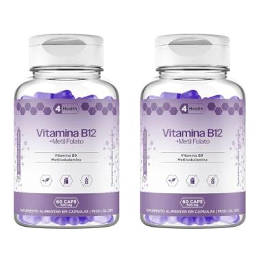 Imagem de Vitamina B12 + Metilfolato 60 Cápsulas, Tecnologia Americana Kit 2 (POTES) - 4 Health