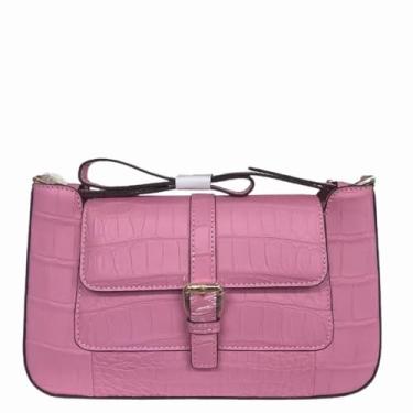 Imagem de Bolsa feminina exótica de couro de crocodilo genuína, bolsa de ombro única feminina de couro de jacaré autêntico, rosa, 26cm(Width) x 16cm(Height) x 4.5cm(Deep)