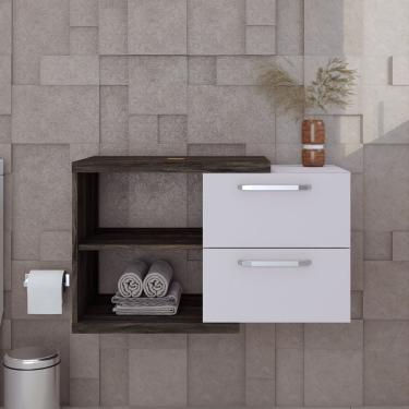 Imagem de Armário Gabinete Nexus 83 cm Contemporâneo Carvalho Dark/Branco Chess