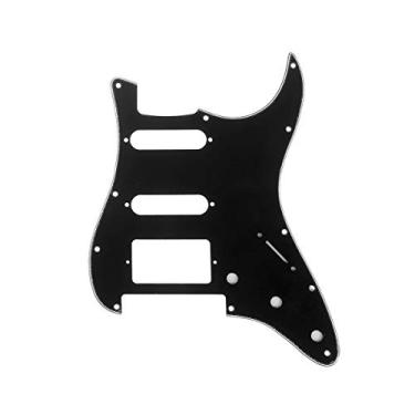 Imagem de Musiclily Pro 11 Furos Escudo HSS Pickguard Strato para Guitarra Fender EUA/Mexicana Stratocaster Floyd Rose Ponte Cut, 3 Camadas Preto
