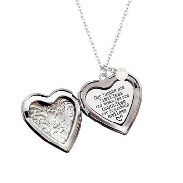 Imagem de OLLaili Presentes de amizade para melhores amigos, colar com medalhão para irmãs melhores amigas, presentes de aniversário e Natal, Aço inoxidável, Sem Pedra Preciosa