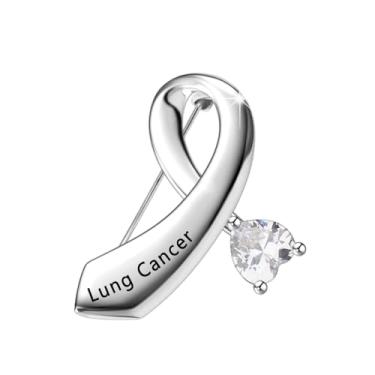 Imagem de CENWA Broche de fita de conscientização do câncer de pulmão presente de conscientização do câncer de pulmão para ela, Cobre e zircão, Sem Pedra Preciosa
