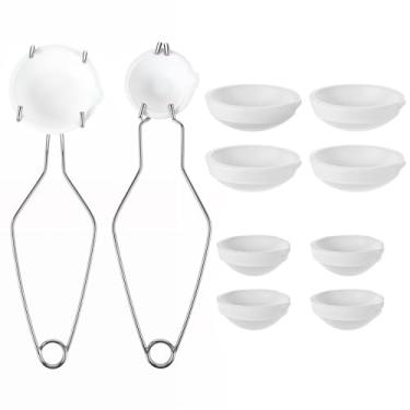 Imagem de Kit de 10 cadinhos para derretimento de metal, 4 cadinhos de quartzo de cerâmica e 4 cadinhos de quartzo de cerâmica ampliados e 2 peças de pinça de chicote de cobre prata dourada 2A, pote de fundição