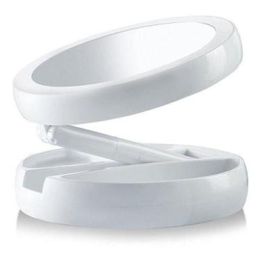 Imagem de Espelho Aumento 10X Dupla Face Luz Led Maquiagem Organizador - Mirror