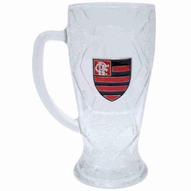 Imagem de Caneca Vidro Bola Futebol 630ml - Flamengo - Mileno