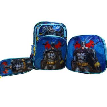 Imagem de kit mochila escolar infantil personagens tam g com estojo lancheira pa