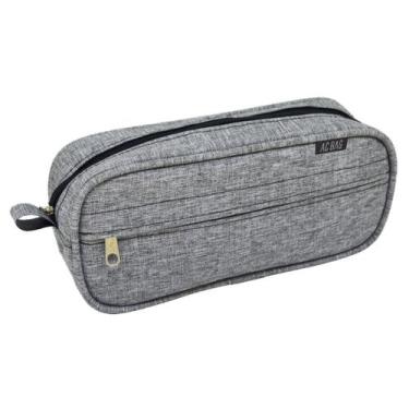 Imagem de Estojo Material Escolar Organizador com 2 divisórias Cinza Para Faculd