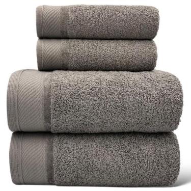 Imagem de Jogo de Toalhas Gigante / Banhão 4 Peças  Eleganz - Cinza - (02 Banho 