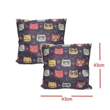Imagem de Kit c2 Capa Almofadas Decorativa Estampada C zíper Coruja - Rioce, Gat