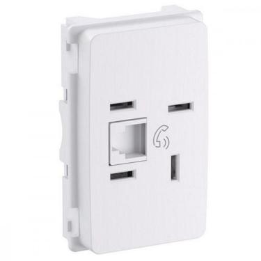 Imagem de Conjunto Pial Zeffia Modulo Com Placa 1 Tomada Telefone Rj11 0125