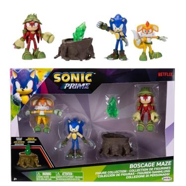 Imagem de Sonic Prime 2.5-inch Action Figures Bos Cage Maze Themed 5 Pieces: Sonic, Gnarly Knuckles, Mangey Tails, Tree Stump and Green Shard. Ages 3+ (Officially Licensed by Sega and Netflix)