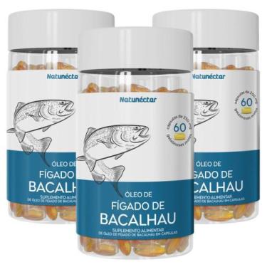 Imagem de Kit 3 Óleo de Fígado de Bacalhau 180 Cápsulas Natunéctar Vitamina A e 