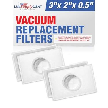 Imagem de LifeSupplyUSA Substituição de filtro de vácuo compatível com Electrolux Aerus Hi-Tech 2100 e modelo LE tipo tanque de aspirador de pó parte 26-2311-09 (pacote com 2)