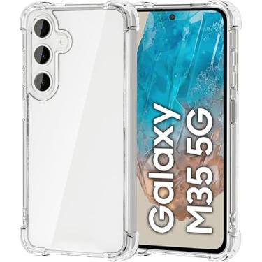 Imagem de USTIYA Capa para Samsung Galaxy M35 5G TPU transparente quatro cantos capa de proteção de grau militar transparente macia