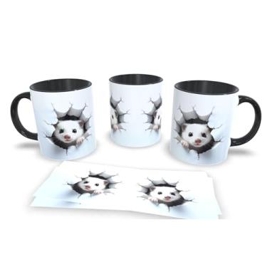 Imagem de Caneca Preta de Porcelana Personalizadas Arte Espelhada em 3D Animais (Rato)