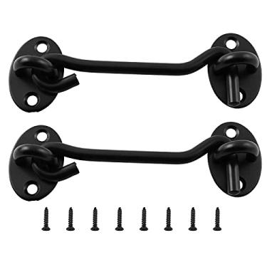 Imagem de SQXBK Fechadura de porta de celeiro, 2 peças, gancho de cabine de 20 cm, trava à prova de vento, galpão, aço inoxidável, portão, janela, segurança, batente silencioso, trava com parafusos de montagem,