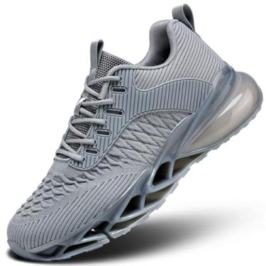 Imagem de Tênis de caminhada masculino Air Blade, tênis de corrida, casual, moderno, confortável, antiderrapante, para trabalho, esportivo, tênis esportivo, Z09 Cinza, 37