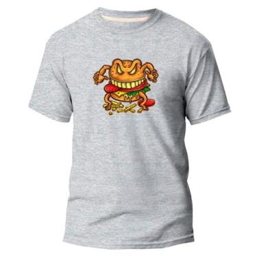 Imagem de Camiseta Algodão Premium Estampa Digital Sapo Faminto - NoBrand, Cinza