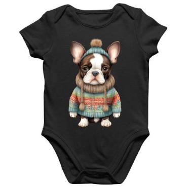 Imagem de Body Bebê Algodão Cachorro Bulldog Francês Natalino - Foca na Moda, Pr
