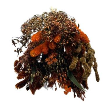 Imagem de Buquê De Casamento Terracota Laranja Natural Desidratado Arranjo Decor