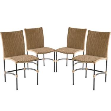 Imagem de Kit 4 Cadeiras de Jantar Havaí em Fibra Sintética Trama Dupla Artesana